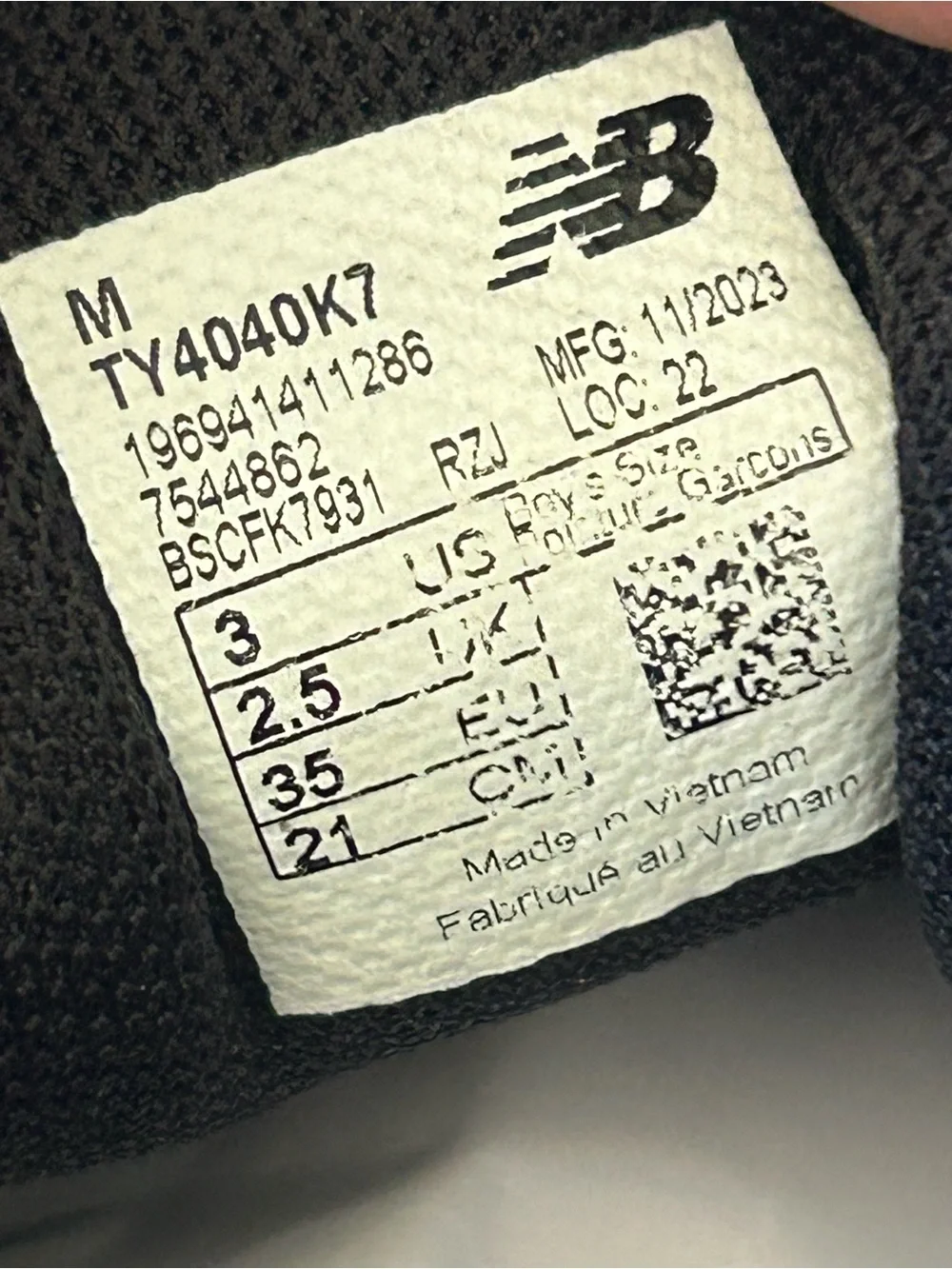 New Balance breathable mesh